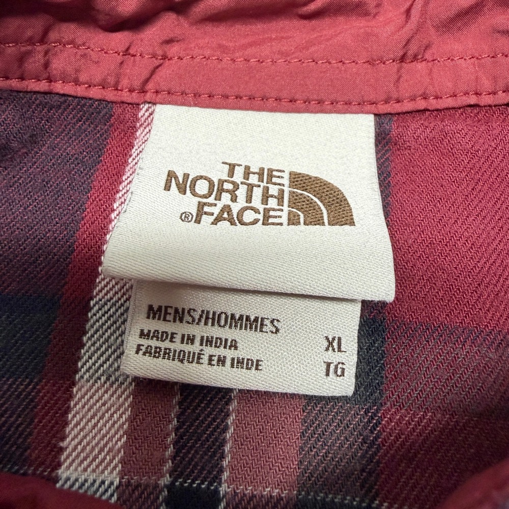 The North Face Plaid Flannel Button Down Shirt Cotton Outdoors Red Black Mens XL - Picture 7 of 16